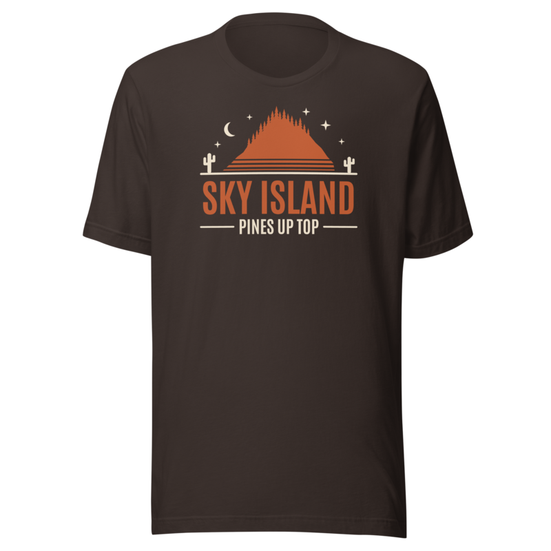 Sky Island t-shirt - Brown - official Printful mockup