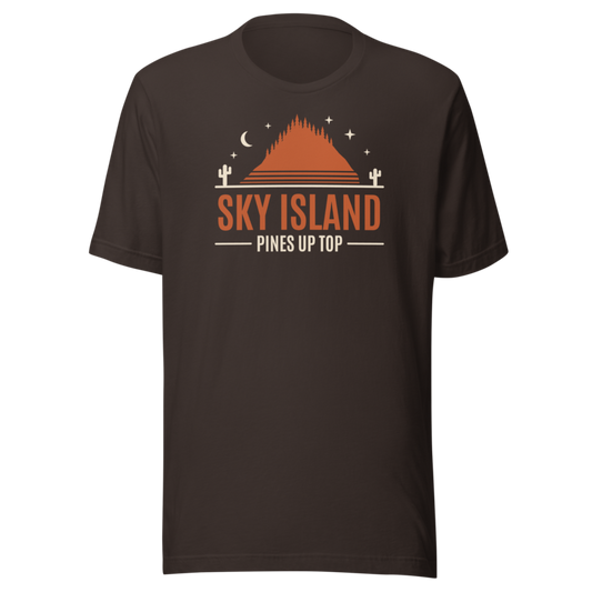 Sky Island t-shirt - Brown - official Printful mockup