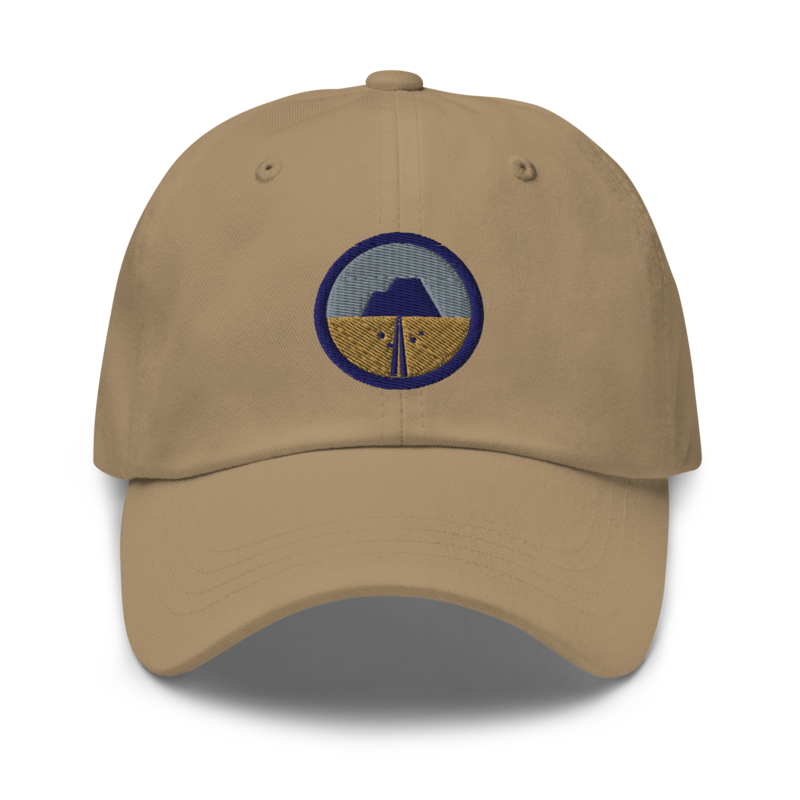 Dirt Road Club dad hat no-text blue ring Khaki overlay Dust Season 2026