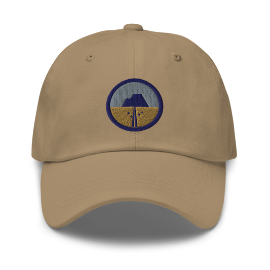 Dirt Road Club dad hat no-text blue ring Khaki overlay Dust Season 2026