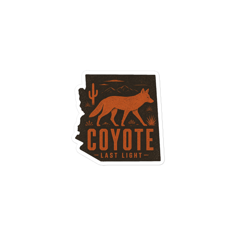 Coyote sticker - Satin 3x3 - official Printful mockup