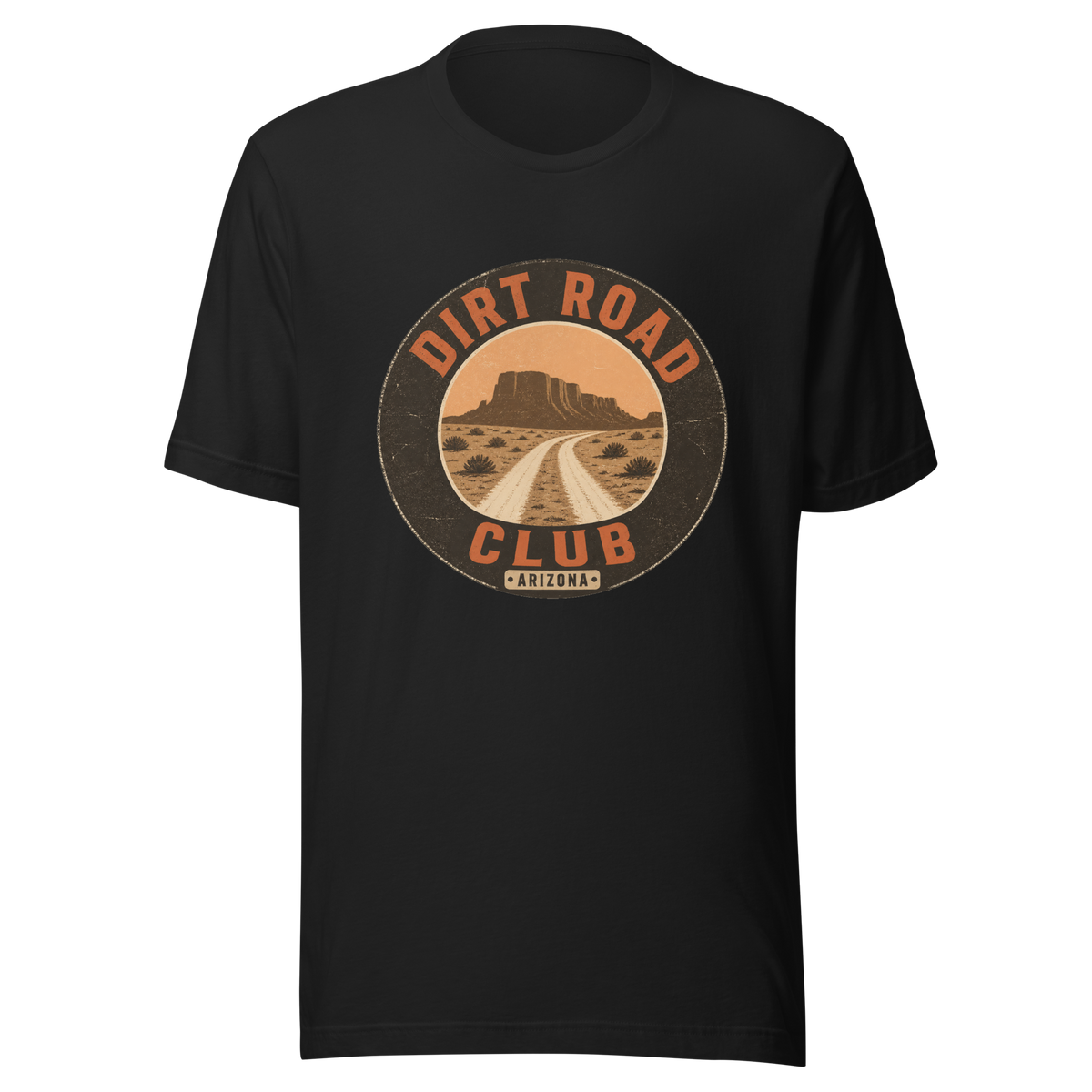 Dirt Road Club tee Vintage Black official Printful mockup