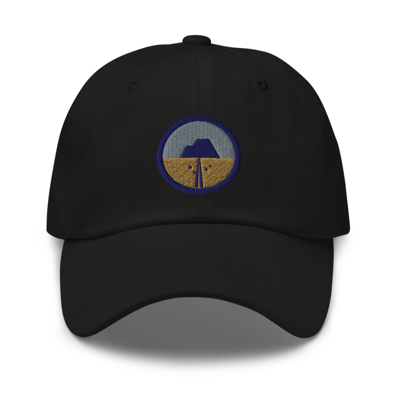 Dirt Road Club dad hat no-text blue ring Black overlay Dust Season 2026