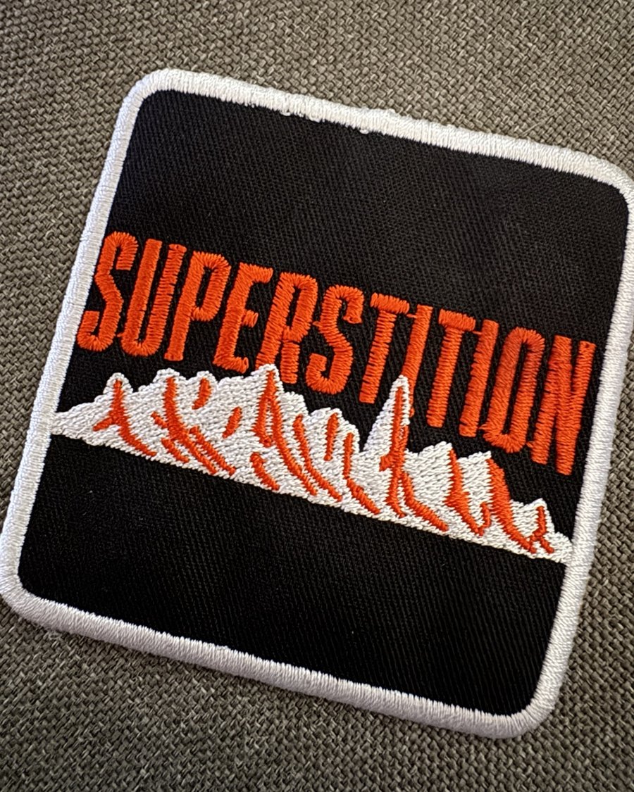 Real photograph of the embroidered Superstition patch