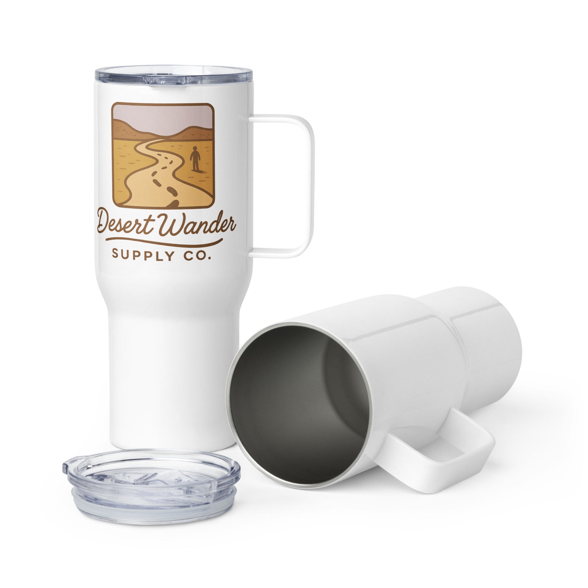 Travel mug with a handle, Summer 2025 Logo Collection