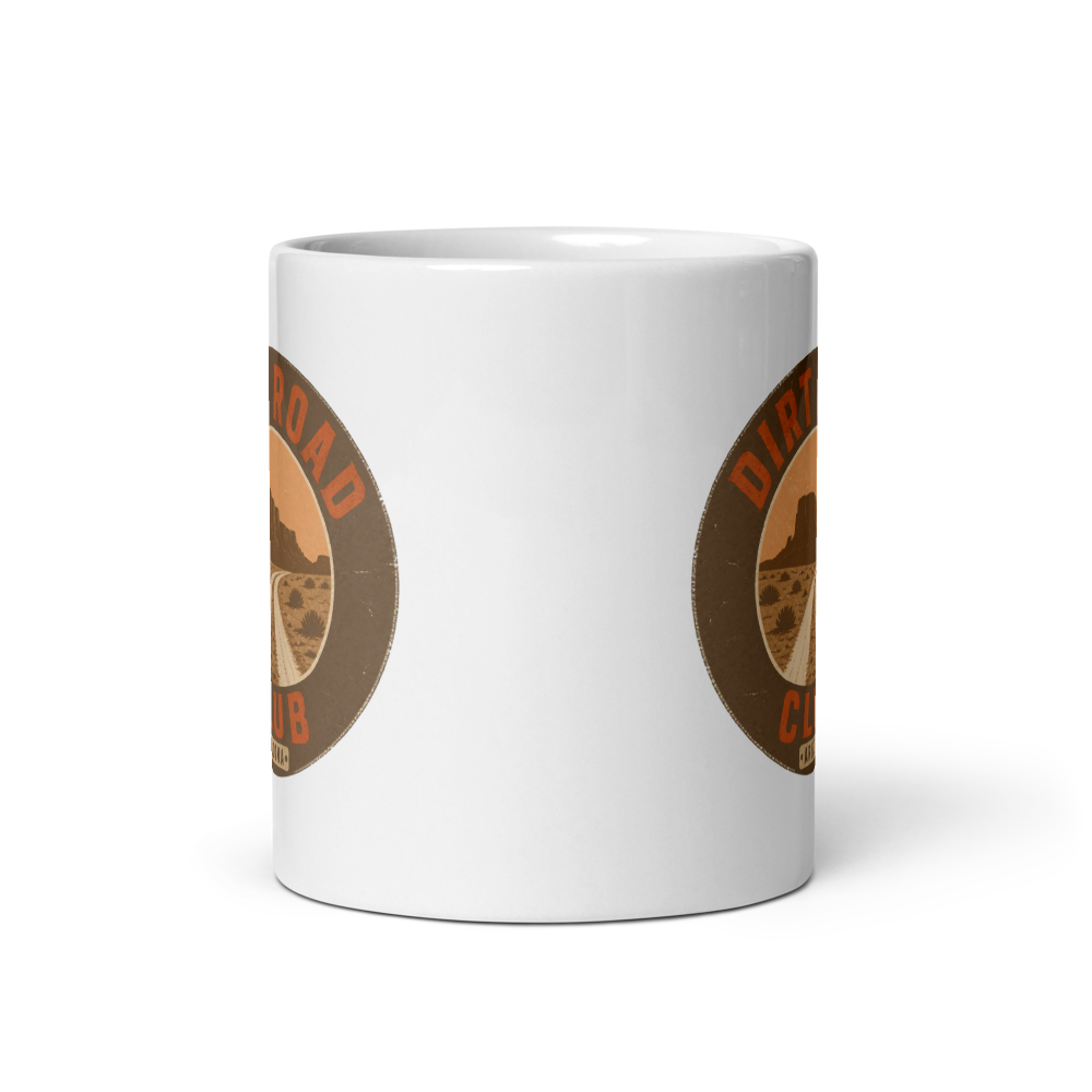 Dirt Road Club - White glossy mug, Dust Season 2026 Printful front view 11oz
