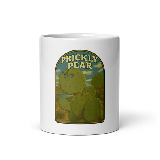 Prickly Pair - White glossy mug, Summer 2025 Cactus Collection Printful front view 11oz