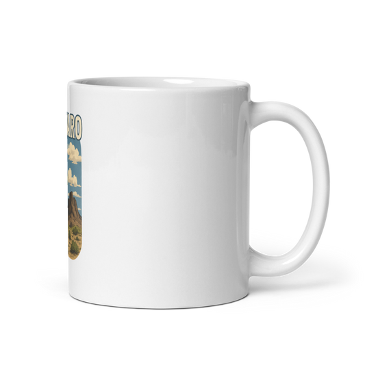 Saguaro - White glossy mug, Summer 2025 Cactus Collection Printful handle on right 11oz